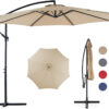9.8FT Offset Patio Umbrella Hanging Cantilever Umbrella Outdoor Sun Shade with Easy Tilt Adjustment, 8 Ribs, UV Protection for Backyard, Lawn,...