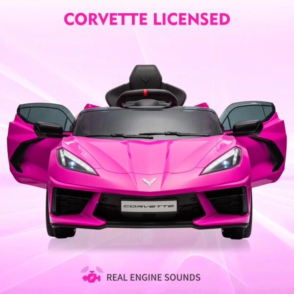 12V Kids Ride on Car Licensed Corvette Battery Powered Car Toddles Electric Sports Car Toy with Remote Control, Visual Dashboard, LED Lights,...