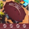 15 ft Large Patio Umbrella with Solar Lights Double-Sided Outdoor Rectangle Market Umbrellas with 36 LED Lights/Base Included/Easy Crank for Patio...