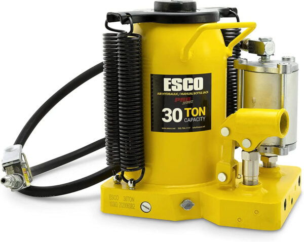 ESCO 30 Ton Pro Series Air Hydraulic Bottle Jack Heavy Duty Lifting for Automotive and Industrial Use