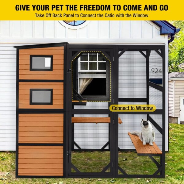 Aivituvin Large Cat Catio, 4 Tiers, Weatherproof Roof, 70"H x 77"L