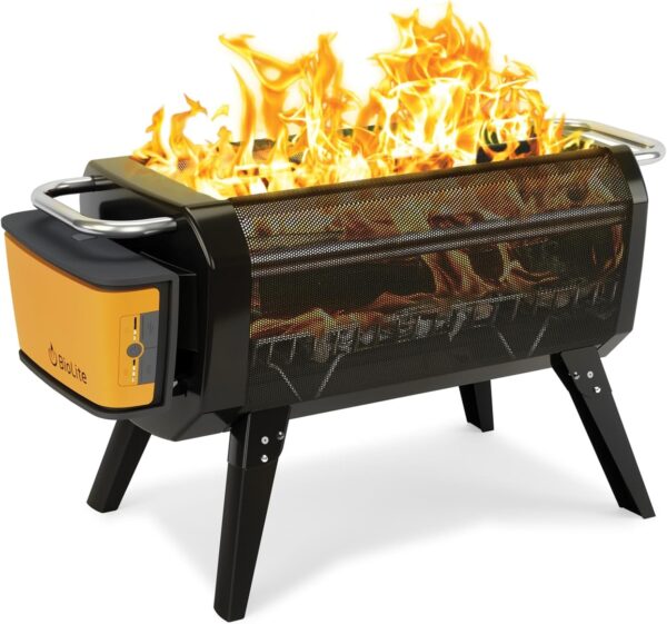 Smoke-free outdoor wooden and charcoal-burning fire pit, equipped with Bluetooth function, rechargeable, with a capacity of 12800...