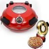 Electric Pizza Oven with Ceramic Stone, Viewing Window, Adjustable Heat Control, Timer and 1200W Baking Power, DIY Homemade Pizzeria, Large 12 Pie...