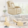 PU Leather Power Lift Recliner Chair With Massage and Heat, Adjustable Furniture for Back, Legs w/ 3 Positions, Usb Port, Side Pocket (Beige, 27...