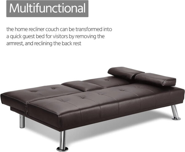 Yaheetech Convertible Sofa Bed Adjustable Couch Sleeper Modern Faux Leather Home Recliner Reversible Loveseat Folding Daybed Guest Bed, Removable...
