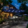 15 ft Large Patio Umbrella with Solar Lights Double-Sided Outdoor Rectangle Market Umbrellas with 36 LED Lights/Base Included/Easy Crank for Patio...