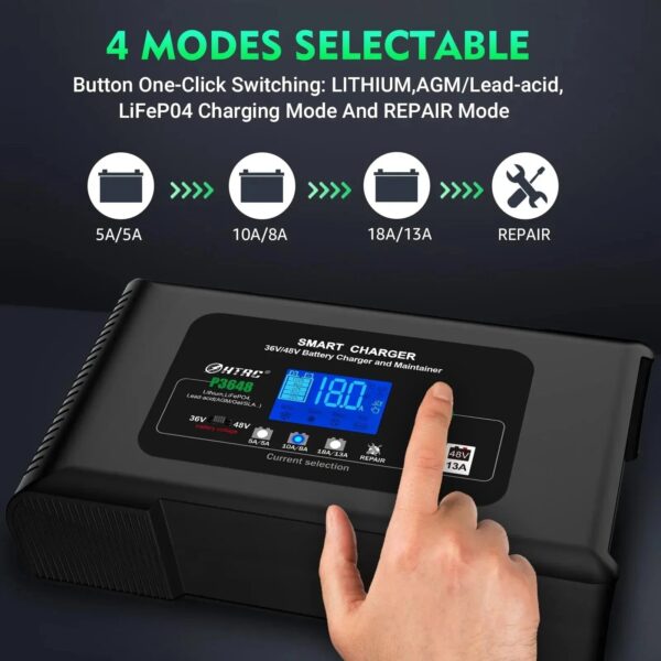 36 Volt Golf cart Charger 18-Amp Smart Charger, Car Battery Charger,Trickle Charger,36V,18-Amp and 48V,13-Amp,Lithium,LiFePO4,Lead-Acid...