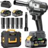 Cordless Impact Wrench, 1200Nm(900ft-lbs) High Torque 1/2'' Impact Wrench, 21V Brushless Electric Impact Gun with 2Pcs 4.0Ah Batteries, 1 Hour...