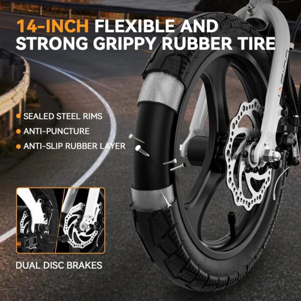 EB3 Electric Bike Adults 21mph, 500W Peak Motor, 270Wh Battery, Rear Suspension, 3 Levels Assist, 14" Folding Ebike for Adults and Teens, Complies...