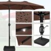 15 ft Large Patio Umbrella with Solar Lights Double-Sided Outdoor Rectangle Market Umbrellas with 36 LED Lights/Base Included/Easy Crank for Patio...