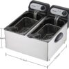 3000W Commercial Electric Deep Fryer With Baskets & Lids,2x3L Stainless Steel Double Deep Fryer,Small Deep Fryer With Basket,Temperature...