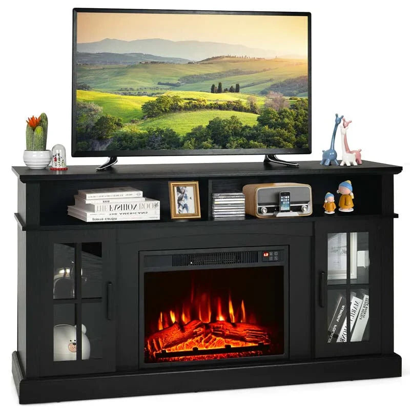 670d4fead51c7c4fa85d46c085441264ed3c657fb8ac21389f0370a63cf8e94a 58" TV Console with 23" Fireplace Insert, Fireplace TV Stand for TVs up to 65 Inches, 1400W Electric Fireplace Heater