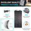 160 Watt 12 Volt Extremely Flexible Monocrystalline Solar Panel Ultra Lightweight, Ultra Thin, Up to 248 Degree Arc, for RV, Boats, Roofs, Uneven...