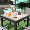 Extensible outdoor dining table, patio table, all-weather aluminum frame, large rectangular lawn backyard garden terrace dining table, suitable...