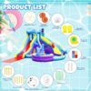 11-in-1 Inflatable Water Slide & Dolphin Bounce House w/2 Long Slides, 19.7 Ft x 13.1 Ft Extra Large Waterslide Climbing Wall w/Small Deeper...