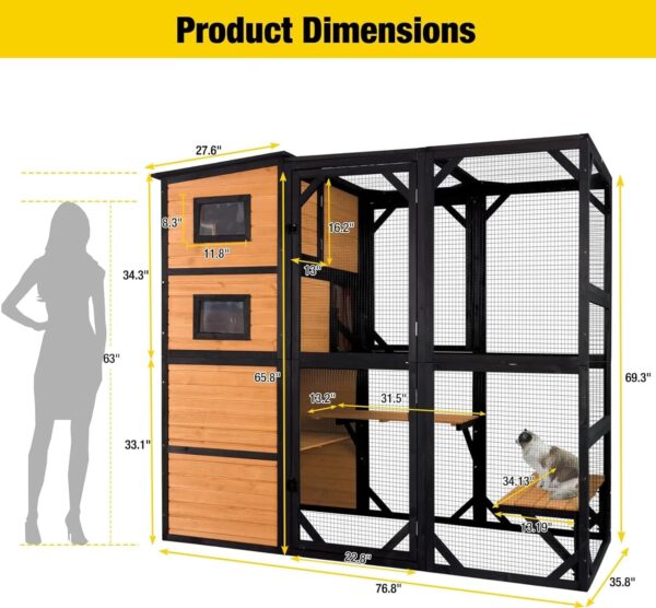 Aivituvin Large Cat Catio, 4 Tiers, Weatherproof Roof, 70"H x 77"L