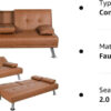 Yaheetech Convertible Sofa Bed Adjustable Couch Sleeper Modern Faux Leather Home Recliner Reversible Loveseat Folding Daybed Guest Bed, Removable...