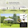 Crown Shades 10*10 Pop up Canopy Outside Canopy, Patented One Push Tent Canopy with Wheeled Carry Bag