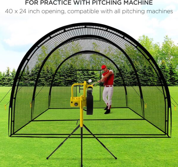 Baseball Batting Cage Net Batting Cages for Backyard Portable Baseball and Softball Batting Cages with Pitching Machine Hole and Detachable Door...