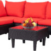 FDW Patio Furniture Set 4 Pieces Outdoor Rattan Chair Wicker Sofa Garden Conversation Bistro Sets for Yard,Pool or Backyard