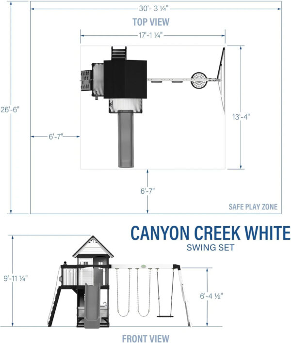 Backyard Discovery Canyon Creek Cedar Wood Swing Set with Wave Slide, Clubhouse, Play Kitchen, Picnic Area, Belt Swings, Web Swing, Rock Wall,...