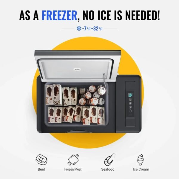 12 Volt Refrigerator 12V Car Fridge 23 Quart Portable Freezer Compressor Cooler 12/24V DC 110~240 Volt AC for Truck Van RV Camper SUV Travel...