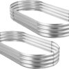 2Pcs Galvanized Raised Garden Bed Kit, 10 4 1ft Galvanized Planter Raised Garden Boxes Outdoor, Oval Large Metal Raised Garden Beds for Vegetables