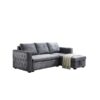 Reversible 90.5in. Gray Velvet Sleeper Sectional Sofa L-Shape 3 Seat Sectional Couch with Storage