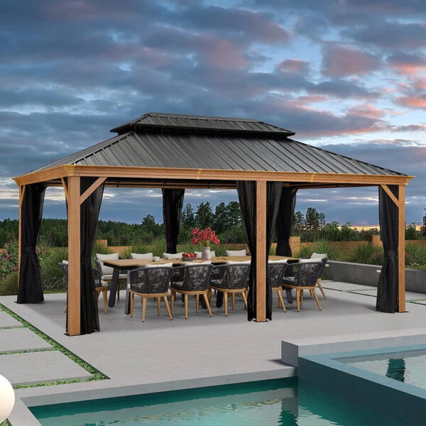 18 Ft. W x 12 Ft. D Metal Patio Gazebo