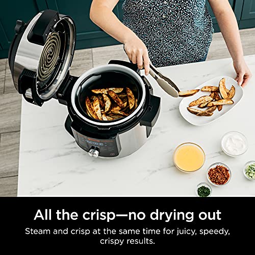 Ninja OL701 Foodi 14 in 1 SMART XL 8 Qt. Pressure Cooker Steam Fryer with SmartLid & Thermometer Auto Steam Release, that Air Fries, Proofs &...