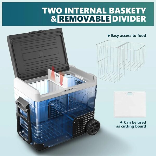 EUHOMY 12 Volt Refrigerator, 37QT(35L) Electric Cooler, Portable Freezer 12V/24V DC 110-240V AC, 12V Fridge -4 ~68 , 12V Cooler with Wheels & 2...