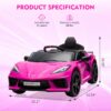 12V Kids Ride on Car Licensed Corvette Battery Powered Car Toddles Electric Sports Car Toy with Remote Control, Visual Dashboard, LED Lights,...