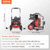 Drain Cleaner Machine 100FT x 1/2 Inch, Auto Feed Sewer Snake Auger on Wheels, 550W Portable Drain Cleaning Machine with 8 Cutters & Air-activated...