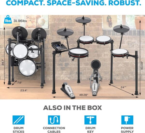 Nitro Max Electric Drum Set with Mesh Pads & Bluetooth
