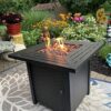 28-inch, 50,000-watt automatic ignition gas fire pit table, CSA-certified, imitation wicker wood material, equipped with a 6.6-pound stone shelf,...