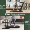 2.5HP 2-in-1 Folding Under Desk Treadmill with Speaker APP Remote Control, Portable Walking Jogging Machine for Home Gym Office