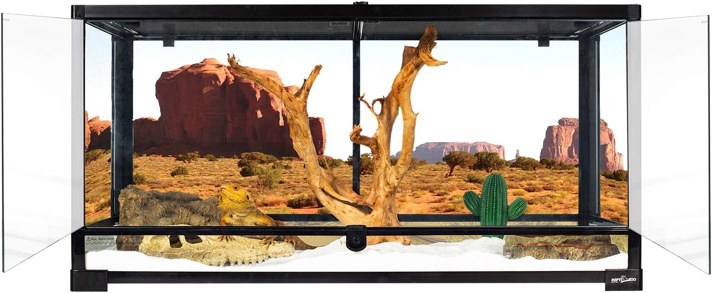6f0ed7af4bd4e6a6c4f743b3cc6dd050c9cebdca74d4dff3dc0c5b88fbc69aa3 50 Gallon Reptile Glass Terrarium Tank Double Hinge Door with Screen Ventilation Large Reptile Terrarium 36" x 18" x 18"(Knock-Down)