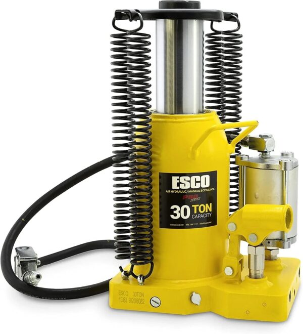 ESCO 30 Ton Pro Series Air Hydraulic Bottle Jack Heavy Duty Lifting for Automotive and Industrial Use