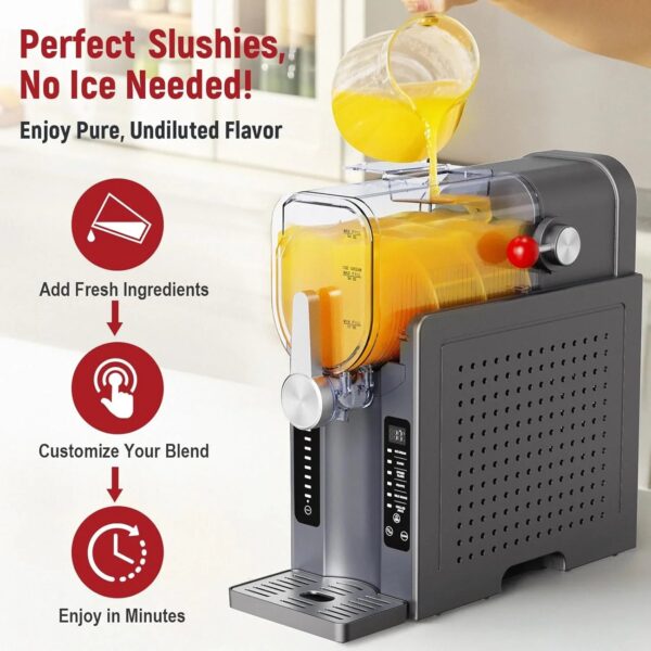 Slushie Machine: No Ice Needed All-in-One Slushy Maker for Home, Real-Time Temp Display, Auto-Clean, 6 Preset | Frozen Margaritas, Cocktails,...