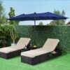 15 ft Large Patio Umbrella with Solar Lights Double-Sided Outdoor Rectangle Market Umbrellas with 36 LED Lights/Base Included/Easy Crank for Patio...