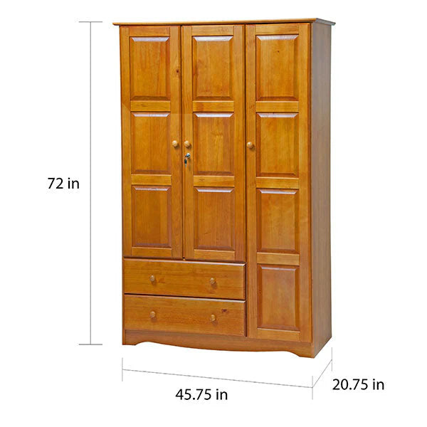 100% Solid Wood Grand Wardrobe Armoire - Mocha