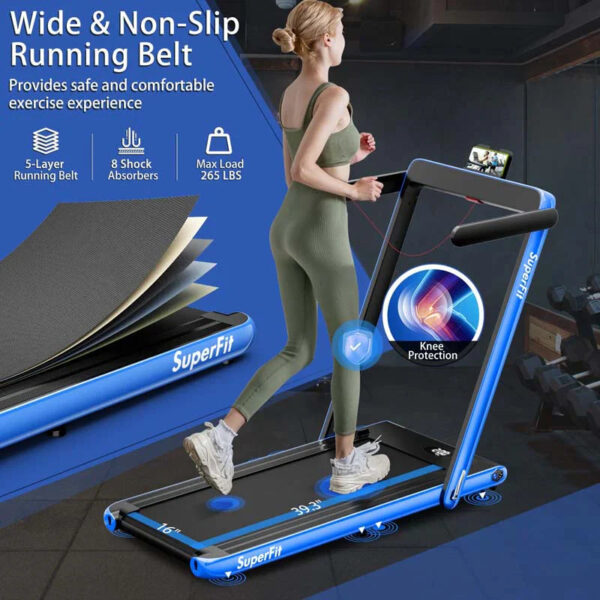 2.5HP 2-in-1 Folding Under Desk Treadmill with Speaker APP Remote Control, Portable Walking Jogging Machine for Home Gym Office