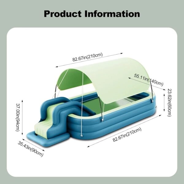 Ergocar Inflatable Swimming Pool with Water Slide, Inflatable Slide Water Pool with Awning, Inflatable Mega Bouncy Castle Water Park, Swim Centre...