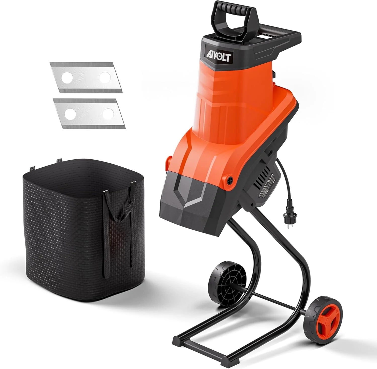 Wood chip cutter, shredder, rotary cutter. 1800-watt electric wood chip cutter, equipped with collection bag, with a cutting diameter of 45...