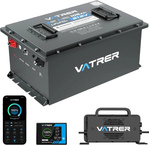 48V 105Ah Lithium Battery, Smart BMS, Touch Monitor, APP