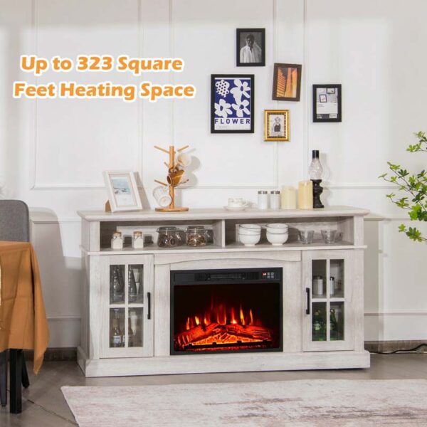 58" TV Console with 23" Fireplace Insert, Fireplace TV Stand for TVs up to 65 Inches, 1400W Electric Fireplace Heater