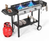 2 Burner Outdoor Propane Gas Stove with Griddle, Auto-ignition, Regulator & Side Shelves, 150,000 BTU Powerful Stand Cooker for Backyard Cooking...