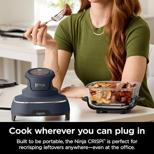 Ninja Crispi 4 in 1 Portable Glass Air Fryer Cooking System, 4QT & 6 Cup Glass Containers with Storage Lids, Easy Meals, Microwave, Freezer &...
