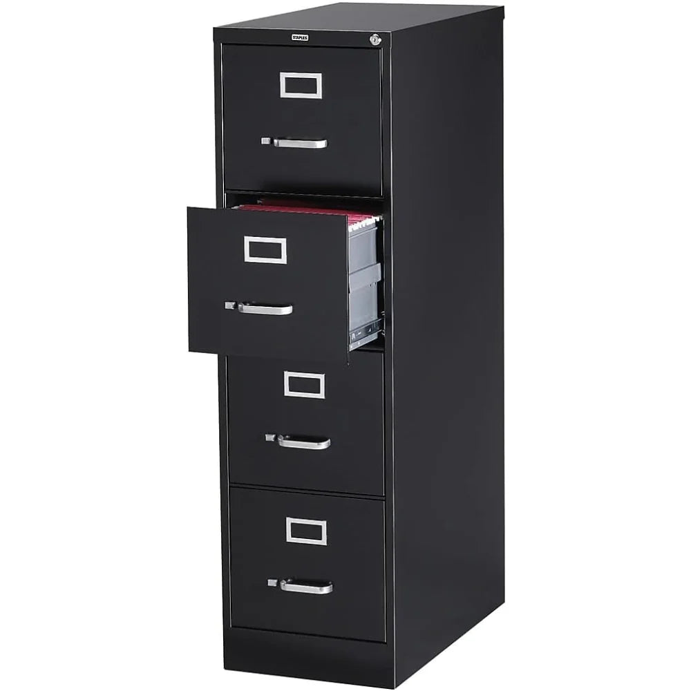 748fe04ae1bb4396d16dfc118aa088764e1b0c6ec50b3f07523ae6acaa4761e7 STAPLES 4-Drawer File Cabinet, Lockable, Black, 25"D x 15"W