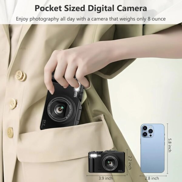 4K Digital Camera for Photography, 64MP Vlogging Camera for YouTube with 3" 180 Flip Screen, 18X Digital Zoom Point and Shoot Camara with 32GB...